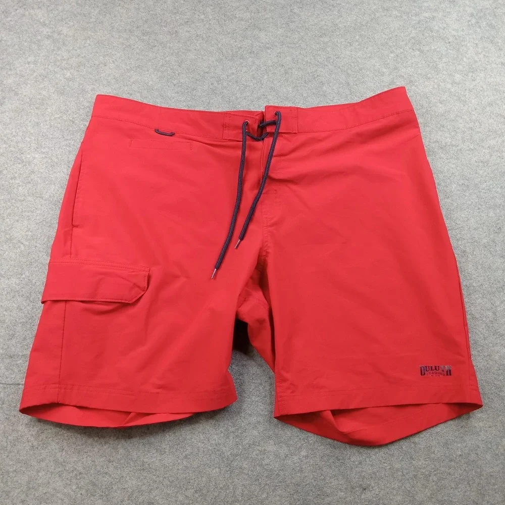 Duluth Trading Shorts Mens 42‎ Red Board Swim Trunks 9 Inseam Cargo Pocket